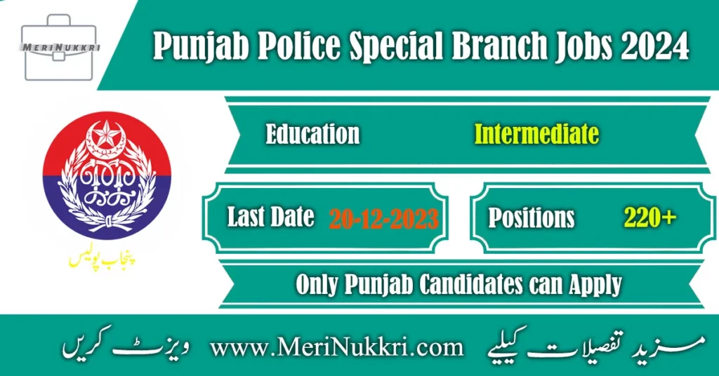 Check Punjab Police Special Branch Jobs 2026